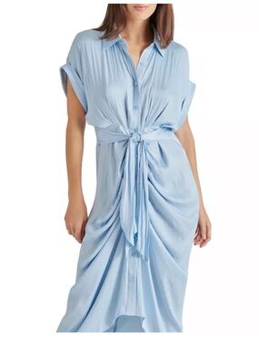 Steve Madden Light Blue Tie-Waist Midi Dress